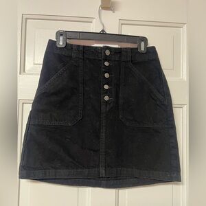 Hollister Ultra High Rise A Line Denim Mini Skirt Women's Size5 Black Button Fly